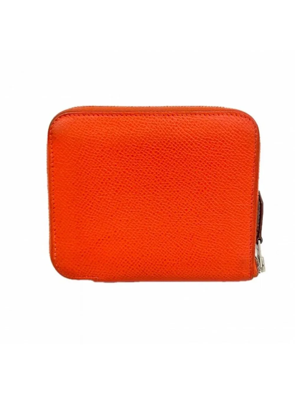 Hermes Coin Case Azap Silk Compact Veau Orange Field Silver